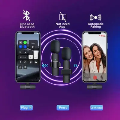 K9 dual wireless microphone Type-C with Lightning Device Adapter
