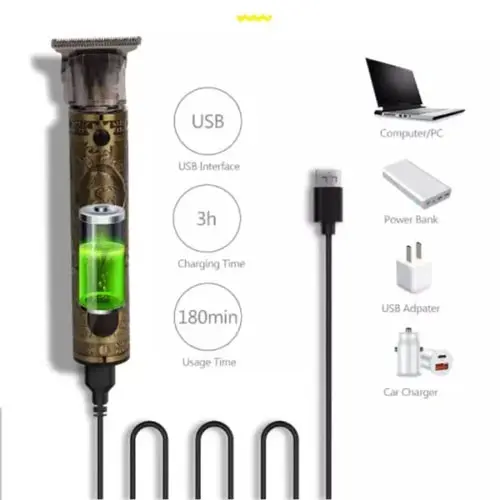 Rechargeable Vintage T9 Hair Cutting Trimmer Metal Body